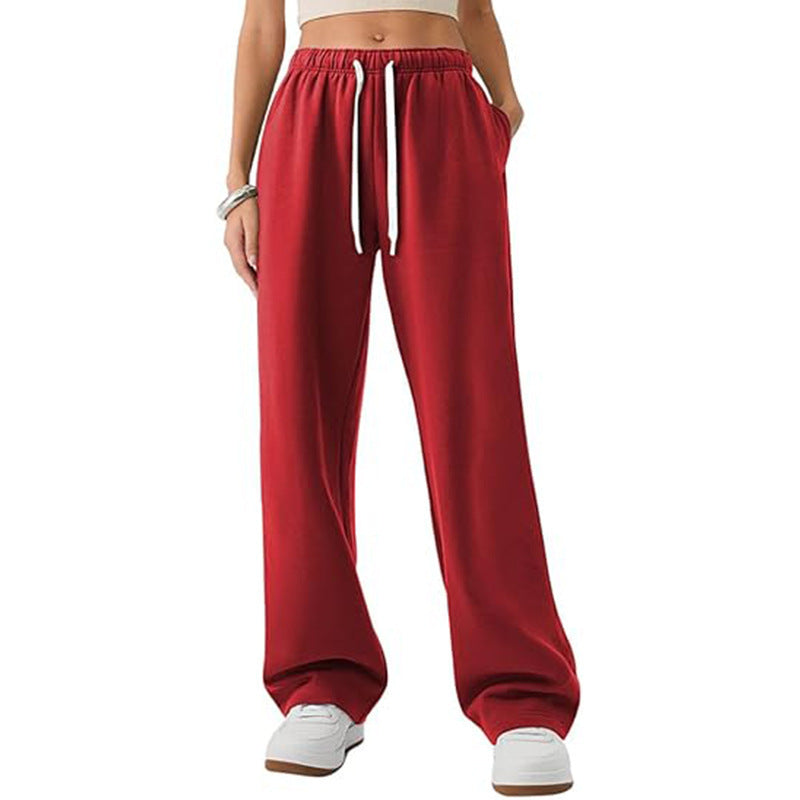 Fleece-Lined Casual Straight Leg Pants