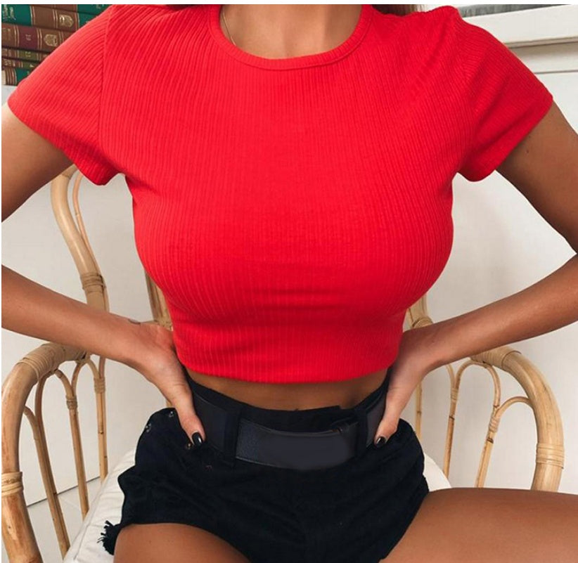 Neon Knit Cropped Tee